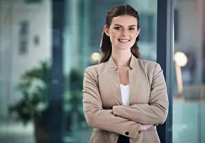 Successful Prints: Arms crossed, smile or portrait of businesswoman with confidence