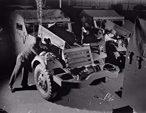 Manufacturing Prints: Army's Half-Track Scout Cars Being Inspected before Delivery from Factory Converted to War Production