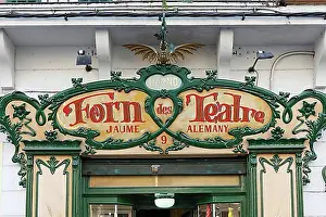Entrances Prints: Art Nouveau facade of Forn des Teatre pastry shop