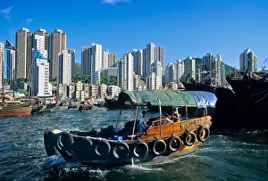 Vessel Prints: ASIA CHINA HONG KONG. ABERDEEN HARBOUR. BOATS AND HIGHRISES
