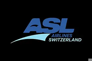 Firm Prints: ASL Airline, Switzerland ASL Airline, Switzerland, Logo, Black background, Europe