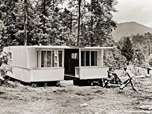 Unrecognizable People Prints: Assembling Trailer House for TVA Workers