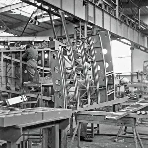An assembly hall of the Aviolaland aircraft factory in Papendrecht around 1950