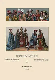 Costume Prints: Assortment of Fifteenth Century French Costumes, Medieval Costume