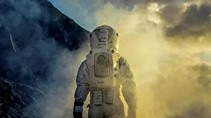 Extraterrestrial Prints: Astronaut exploring alien planet