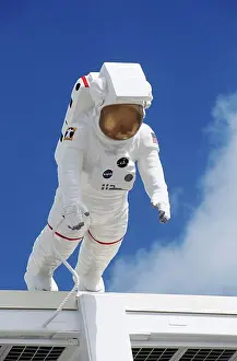 Florida Prints: Astronaut model on roof, John F Kennedy Space Center