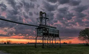 Verticals Prints: At-At, truck loading facility, Keo, AR, dawn