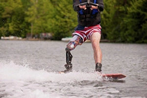 Adaptive Prints: Athlete with an artificial leg water skiing