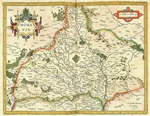 Geography Prints: Atlas, map from 1623, Morovia, Moravia