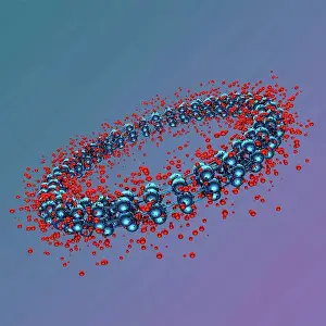Blue Background Prints: Atomic structure, illustration