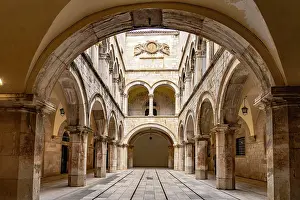 Courtyard Prints: Atrium of Sponza Palace in Dubrovnik, Croatia, Europe