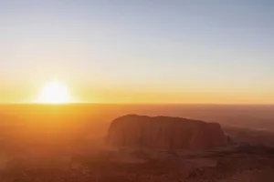 Point Of View Prints: Australia, Northern Territory, Aerial view of Uluru at sunrise