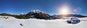 Lighted Prints: Austria, Tyrol, Brandenberg Alps, Farms between Unnuetz and Guffert mountains, Panorama