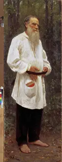 Writer Prints: The author Leo Tolstoy barefooted by Repin