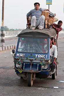South Asia Prints: Auto Rickshaw On The Mahatma Gandhi Seti (Bridge), Patna, Bihar, India