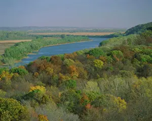 Vista Prints: Autumn View of Missouri River Bluffs Missouri on the Opposite Bank Indian Cave State Park Lewis