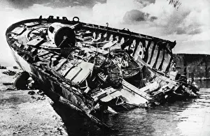 Nautical Prints: This Axis ship was literally 'blown out of the water' in Bengasi harbor as the British Navy and Eighth Army
