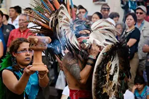 Indians Prints: An AZTEC DANCE TROUPE performs with burnt offerings
