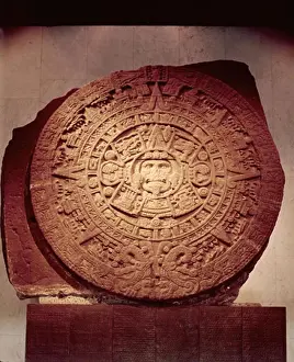 Round Prints: Aztec Sun Stone Calendar National Museum of Anthropology Mexico City Mexico