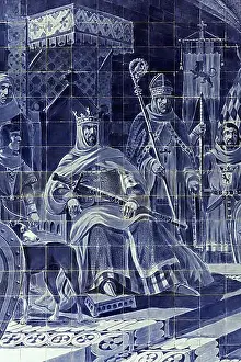 Monarch Prints: Azulejo, King Alfonso ViII of Leon and Castile on the Throne