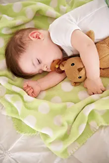 Dreaming Prints: Baby, sleeping and home with teddy bear
