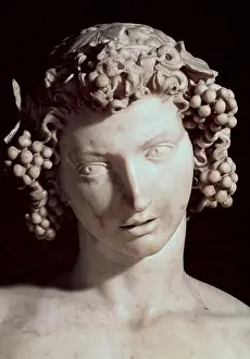 Bacchus Prints: Bacchus 1496-7 Michelangelo Buonarroti (1475-1564 Italian) Marble Sculpture Museo Nazionale de Bargello