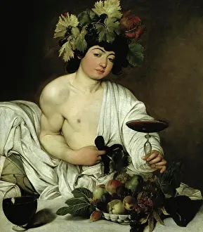 Beverage Prints: Bacchus 1596 Michelangelo Merisi da Caravaggio (1573-1610 Italian) Oil on canvas Galleria degli Uffizi