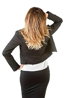 Background White Prints: Backside of a businesswoman, isolated in white