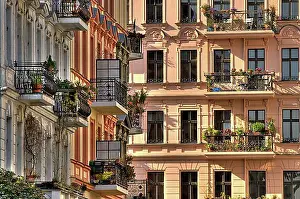 Balcony Prints: Balconies and picturesque old buildings on Chamissoplatz square
