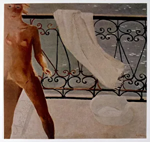 Soviet Prints: On the Balcony, 1931, by Aleksandr Alexandrovich Deyneka (1899 - 1969) Soviet Russian painter