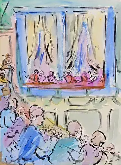 Balcony Prints: Balcony, 2002, Richard H. Fox (b.1960/American), Watercolor & Ink on Paper