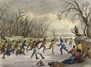 Group Of People Prints: Ball Play On The Ice(from 'The American Aboriginal Portfolio' by Mary Eastman)