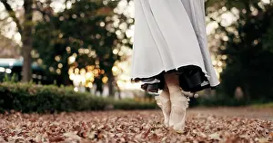 Elegance Prints: Ballerina, dancer and pointe in nature or feet closeup for talent performance