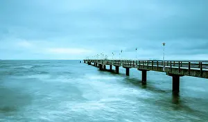 Walkway Prints: Baltic Sea, pier, Ahlbeck, Usedom, Mecklenburg-Western Pomerania, Germany, Europe