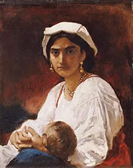 Leon Prints: The Bandit's Wife. Leon Bonnat (1834-1922). Oil On Canvas, 1872