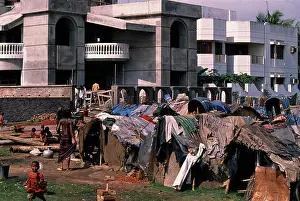 Bangladeshi Prints: Bangladesh, Dhaka, Slum Dwellings Beside Luxury Homes