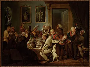 Dogs Prints: ﻿Banquet at Radziwiłłs. Orłowski, Aleksander (1777-1832), painter