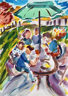 Paint Prints: Barbecue, 2021, Richard H. Fox (b.1960/American), Watercolor on Paper