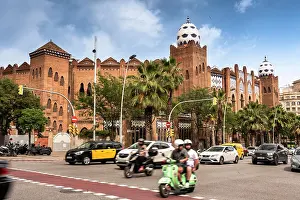 Barcelona Prints: Barcelona Spain La Monumental bullring Moorish Revival architecture