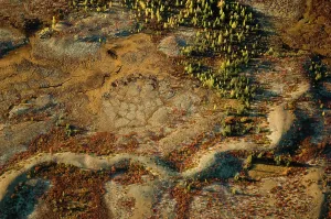 Geological Prints: Barren Lands landscape showing esker near Whitefish Lake, Northwest Territories, Canada