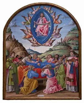 Angel Prints: Bartolomeo Vivarini; Italian; active Venice 1450-91; The Death of the Virgin; Tempera on wood