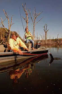Grandfather Prints: Bass Fishing On Lake