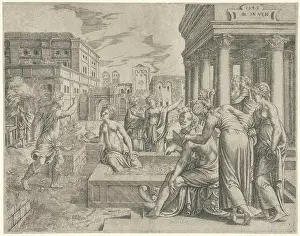 Balcony Prints: Bathsheba receives the message of David, Cornelis Massijs, 1549