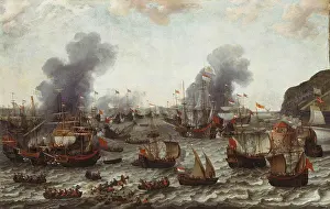 Battle Prints: The Battle of Gibraltar, between the Dutch and Spanish Fleets
