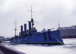 1918 Prints: The Battleship Aurora, which at 9