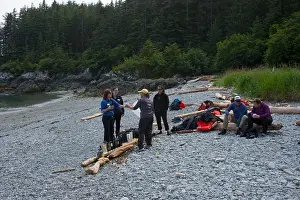 Alaskan Prints: Beach bar for passengers of cruise ship Safari Endeavour on beach in bay at George Island