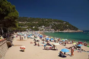 Holidays Prints: Beach and Bay of Llafranc, Calella de Palafrugell