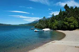 Topography Prints: Beach on a mountain lake in Los Alerces National Park