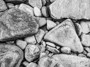 Rock Object Prints: Beach Rocks Beach Rocks On Pebble Island Black & White