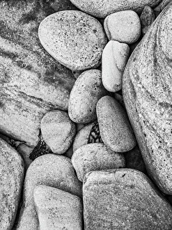 Rock Object Prints: Beach Rocks Beach Rocks On Pebble Island Black & White